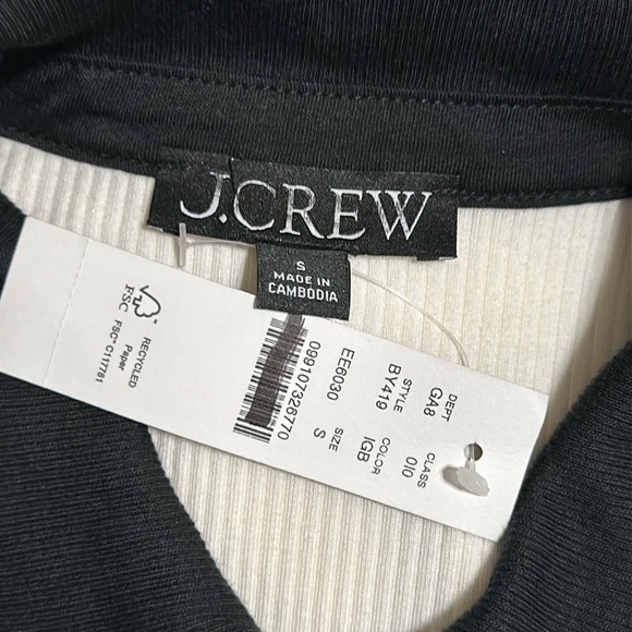 J.Crew Vintage rib polo T-shirt in ivory ground black tip - Picture 6 of 7